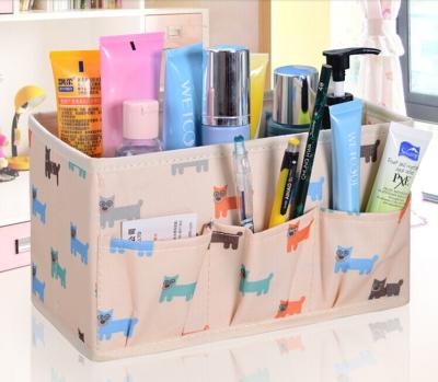 China Sewing Multifunctional Foldable Nylon Beige Storage Boxes Home Furniture Use for sale