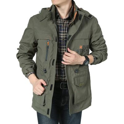 China Autumn New Style Waterproof Men's Bomber Jacket Washed Cotton Stand-collar Men's Jacket Plus Size Men's Jackets for sale