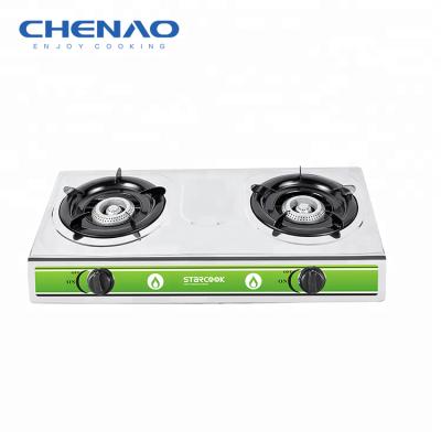 China Easily Cleaned Double Burner Cast Iron Gas Stove 2 Burner Cooking Stove For Indoor Cooking for sale