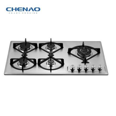 China Sealed Mini Built In Gas Hob Gas Cooktop LPG/NG Top 5 Dual Fuel Burner Brass Burner Stainless Steel for sale