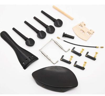 China 4/4 Fashionable Ebony Violin Parts Fine Tuners Tailpiece Pegs Bridge Set - Violin Kit Include Sound Post Tuning Accessory Peg for sale