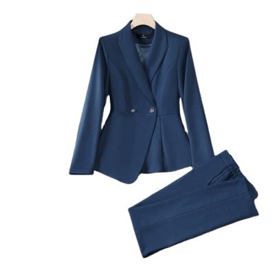 China High Quality Stylish Anti-Shrink Solid Color Business Premise Slim Blazer Two Piece Plus Size Pants Women's Suit for sale