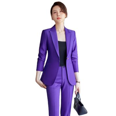 China Fashion Anti-Shrink Wholesale Hot Sale Formal Office Jumpsuit Two-Piece Pant Suits and Suit Business Women for sale