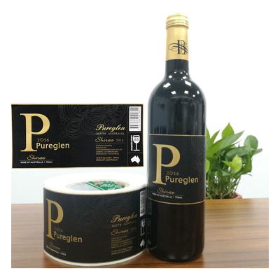 China Custom Waterproof Red Wine Bottle Label Printing Logo Sticker On Roll Self Adhesive for sale