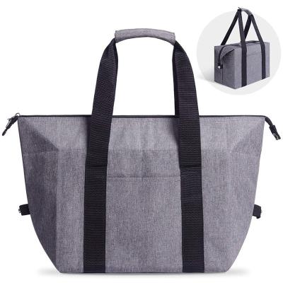 China Gray Polyester Picnic Tote Bag Custom Insulated Waterproof With Handle Bag Foldable Insulated Cooler Bag for sale