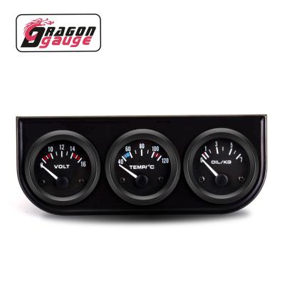 China Water Temperature Gauge DRAGON GAUGE 52mm Triple Gauge Kit Auto Voltmeter + Temperature + Water Oil Pressure Gauge Combined Group With Sensors (2010BB-V) for sale