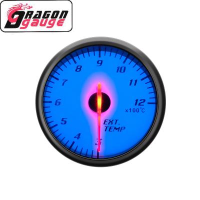 China DRAGON GAUGE Blue 60mm Universal 12v 300~1200 Auto Exhaust Temp Gauge Celsius Meter With Sensor For Car Refitting (6219) 52mm for sale