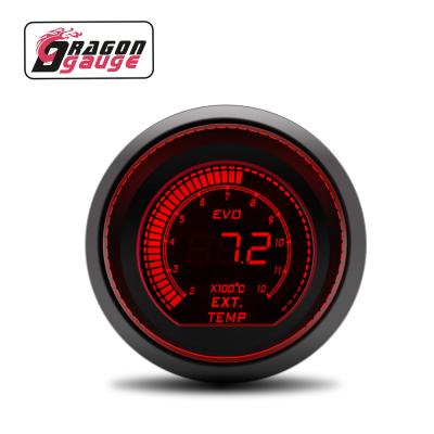 China Plastic Ext. Temp Exhaust Temperature Gauge ABS DRAGONGAUGE Universal LCD 52mm Dual View Digital Auto Racing JPT Meter Meter with Sensor (6259-B) for sale