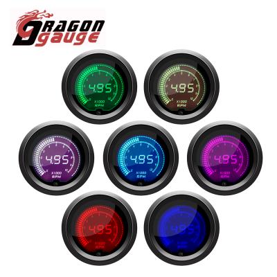 China Universal DRAGON GAUGE 12V EVO Digital Car Bike Tachometer For 4 6 8 Cylinder 0-10000 RPM 7 LCD Colors Meter Auto Gauge (6250-7) 2 inch for sale