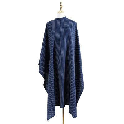 China Customized High Quality Comfortable Polyester Blue Stripes Barber Barber Hair Cutting Salon Cape For Barbers for sale