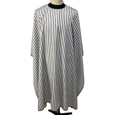 China Black and White Striped Barber Shop Beauty Care Hair Stylist Capes for Hair Salon Capes for sale