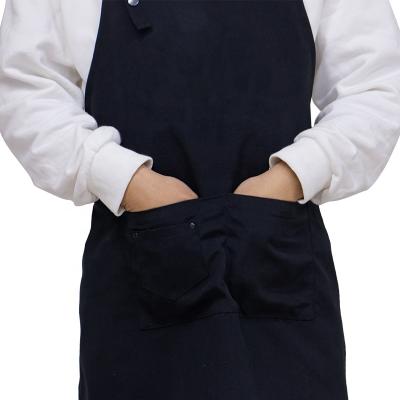 China Logo Customized Black Canvas Apron Waterproof Eco - Friendly With Pocket for sale