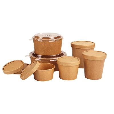 China Disposable Food Wrapping Paper Soup Canister Packing Disposable Takeaway Cup With Lid for sale