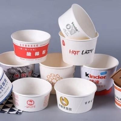 China Biodegradable White Custom Paper Ice Cream Cup / Bowl With Printed Logo for sale