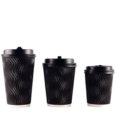 China Factory Price Disposable Paper Cup Hot Drinks Custom Printed Disposable Ripple Paper Coffee Cup for sale