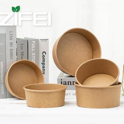 China Eco-Friendly 1500ml Disposable Brown Disposable Paper Bowl Soup Wrapping Paper Hot Bowl for sale