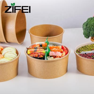 China Factory Price Large Disposable Wrapping Paper Bowl 1500ml Disposable Salad Paper Bowl With Lid for sale