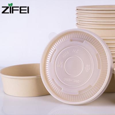 China Zifei Biodegradable Bamboo Pulp Bowl Biodegradable Eco Friendly Food Grade Wrapping Paper Leakproof Bowl for sale