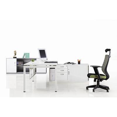 China Modern Office Style Metal Frame Laminate Extendable Dining Computer Desk Desk with Drawers for sale