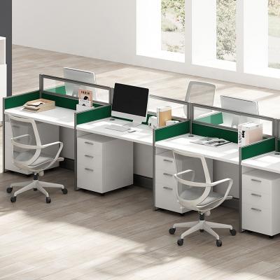 China Aluminum Expandable Staff Office Workstation Office 8 Person Partition Office Cubicle Workstation Desk for sale