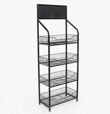 China 4 Double Sided Custom Shelving Units Grid Rack Shelf Container Shelves Storage Baskets Racks Conner Deep Black Wire Best for Garage for sale