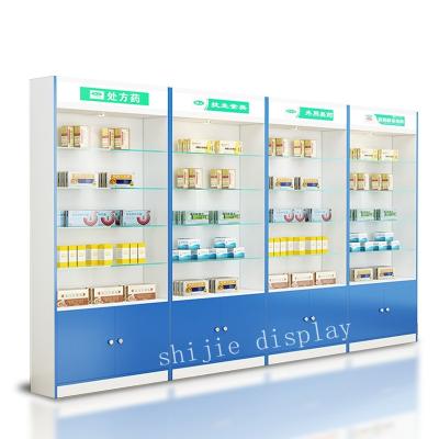 China Counter Double Sided Tablet Medicine Chemist Pharmacy Interior Design Shop Pharmacy Interior Design Shop Pharmacy for sale