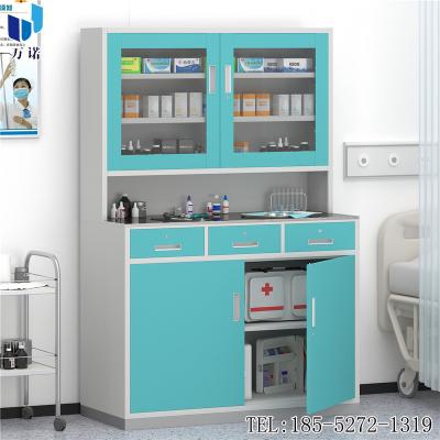 China Small double-sided retail design pharmacy cabinet retail metal and glass steel cabinet cupboard hospital pharmacy shelving for sale