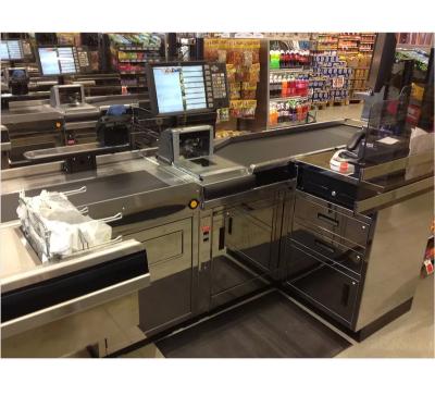 China Fashion ShiJie customized supermarket counter design shop currency counter cashier supermarket checkout counter for sale for sale