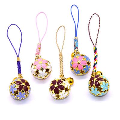 China Japan Best Selling Bells Accessories Enamel Metal Bells Japan Kiyomizu Temple Sakura Pendant Hollow Bell for sale