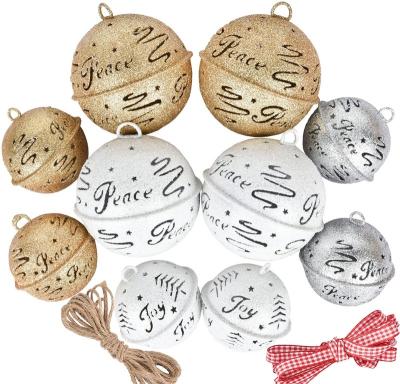 China Rustic Craft Jingle Bells Glitter Christmas Metal Sleigh Bells Christmas Day Decoratiom Christmas Great for Wreath Garland Christmas Tree Ornaments for sale