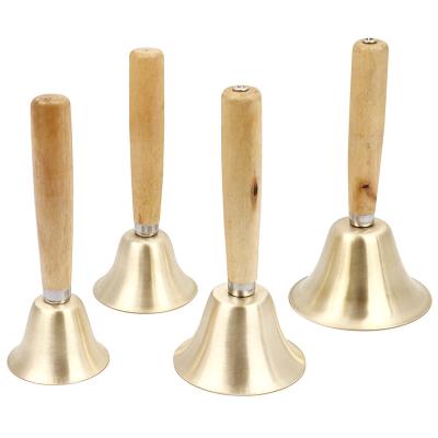 China China Hand Extra Loud Solid Brass Call Bells With Wooden Handle for sale