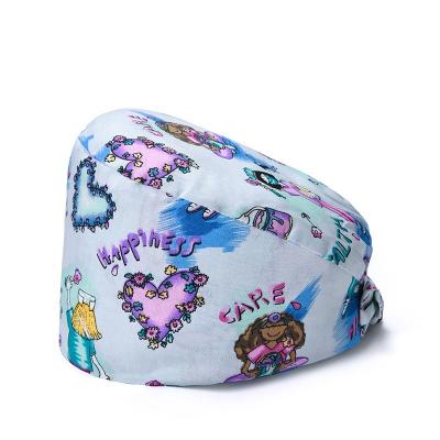 China Outdoor Cotton Center Color Polyester Health Care Hospital Printing Nurse Doctor Hat Digital Printing Slaon Hat for sale