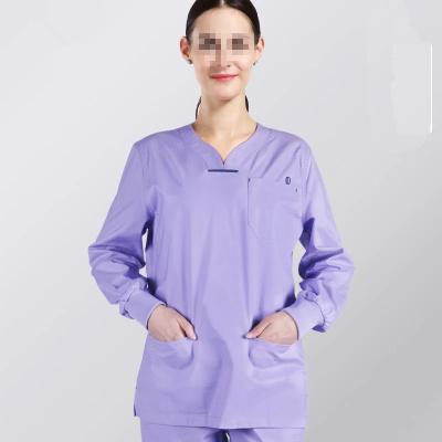 China Outdoor Natural High Quality Basic Designs Europe Hospital Nurses Uniforms Scrubs Suit Long Sleeve Long Shirts And Pants for sale