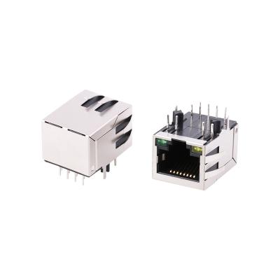 China Single Layer Port Communication Networks Communication Connectors Rj45 Tab Down Network Interface With Transformer for sale