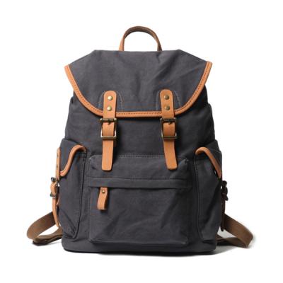 China Retro Korea Waterproof Vintage Cotton Canvas Drawstring Notebook Bag Backpack for sale