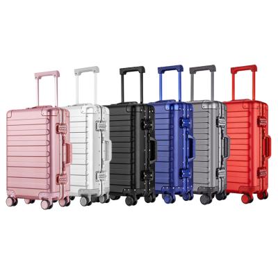 China Small Aluminum Metal Frame Luggage Trolley Case 20 Inch Magnesium Alloy Suitcase Luggage With Wheels And Tsa Universal Locks for sale