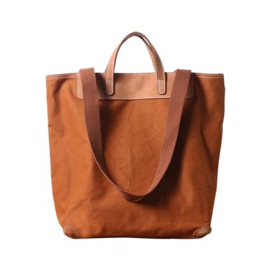 China Wholesale Fashion Low Moq Cotton Canvas Tote Bag With Leather Handles for sale