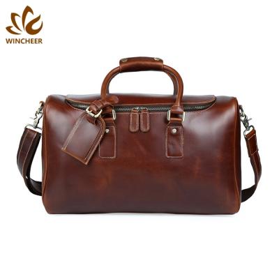 China Vintage Oil Waxy Leather Gym Fleece Travel Bags For Men for sale