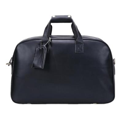 China Vintage Custom High Quality Retro Mens Black Leather Travel Duffel Bag for sale