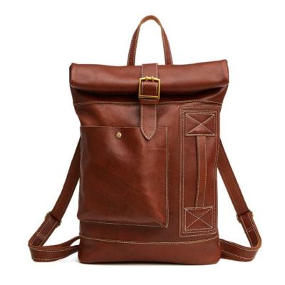 China Waterproof Italian Full Grain Leather Travel Backpack for sale