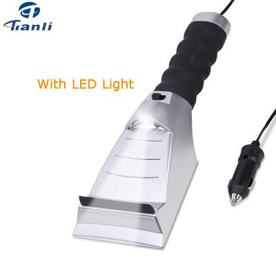 China 12V Car Accessory Heated Electric Car Winter Windshield Scraper Heating Snow Ice Brush Shovel With LED Light for sale