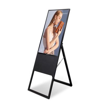 China Indoor Portable Mobile Digital Signage LCD Screen Advertising Show Foldable Portable Digital Poster For Mall/Store for sale