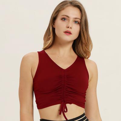 China Fashion Antibacterial Women's Custom Padded Drawstring Sports Bra Quick Dry Set for sale