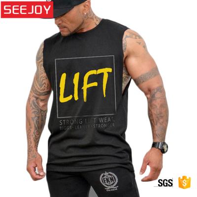 China Anti-pilling OEM Print Men Cotton Gym Sports Yoga Workout Fitness Men Singlet Tank Tops for sale