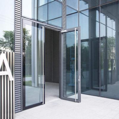 China Hot Sale Windproof Exterior Doors Aluminum Double Swing Door With Tempered Glass for sale