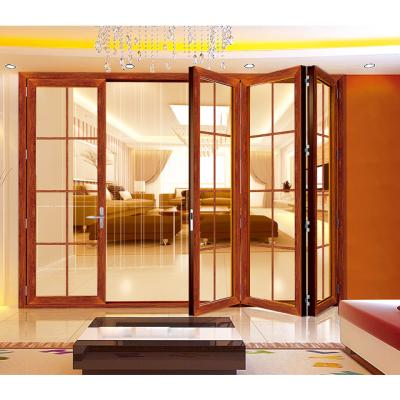 China Aluminum Tempered Glass Folding Door Fashion Soundproof Design Anti-theft Goods Bulk Order Price Sliding Fold Doors for sale