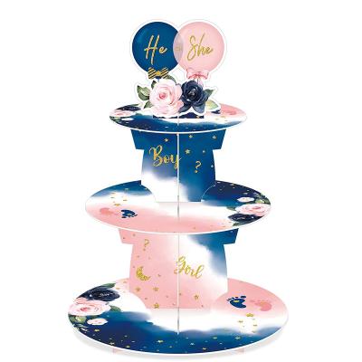 China Cupcake Stand Donuts Dessert Tower and Cupcake Paper Toppers for Baby Shower and Gender Reveal Party Decoration for sale