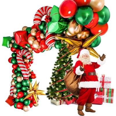 China Santa Balloon Christmas Foil Balloon Garland Arch Kit with Christmas Latex Red Gold Balloon and Dark Green Red Star Balloons Decorations for sale