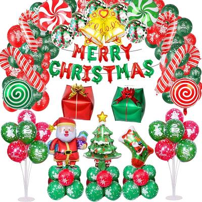 China Santa Balloon Christmas Round Balloon Garland Arch Kit with Christmas Latex Red Gold Balloon and Dark Green Red Star Balloons Decorations for sale