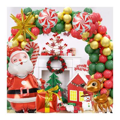 China Balloons Garland Arch Kit - Red Party Decorations Santa Balloon Christmas Foil Balloons Green with Santa Candy Gift Box Cone Mylar Balloons for sale